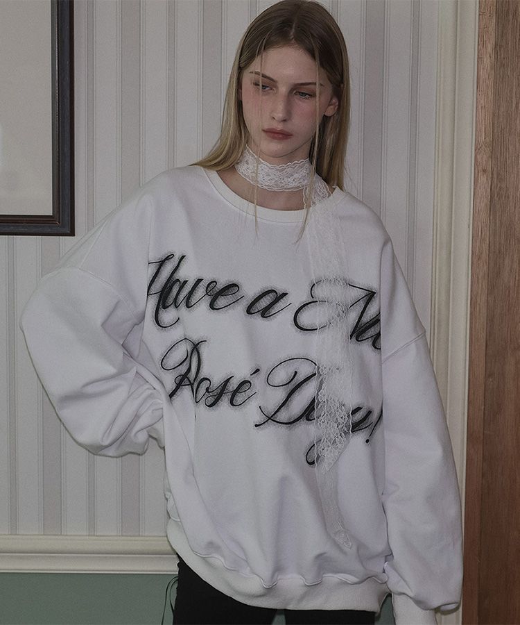 MUSINSA | ROSÉ FRANTZ Spread Overfit Sweatshirt [White]