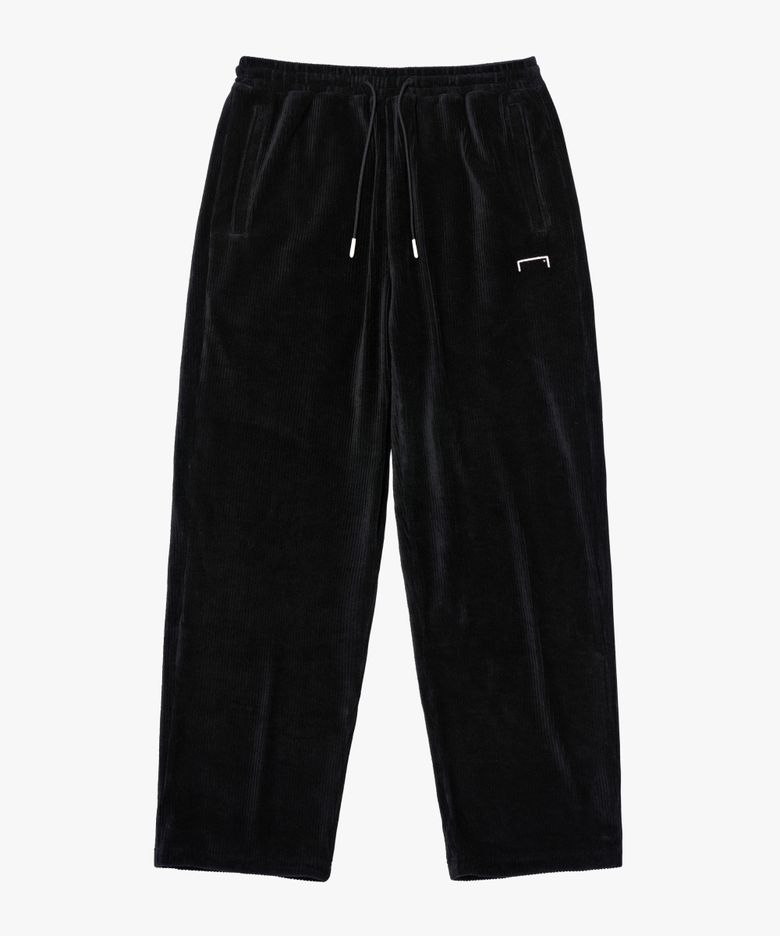 CORDUROY STRAIGHT PANTS-BLACK