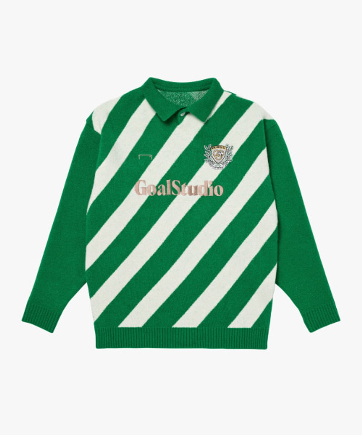 골스튜디오(GOALSTUDIO) EMBLEM COLOR BLOCK COLLAR SWEATER-GREEN