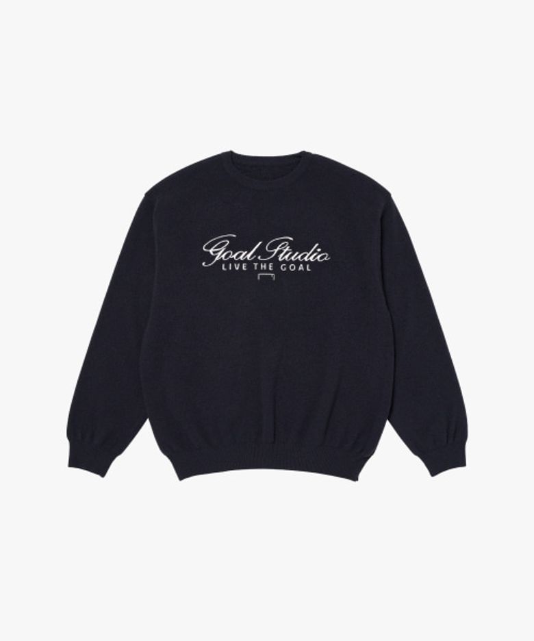 BASIC EMBROIDERY SWEATER-DARK NAVY