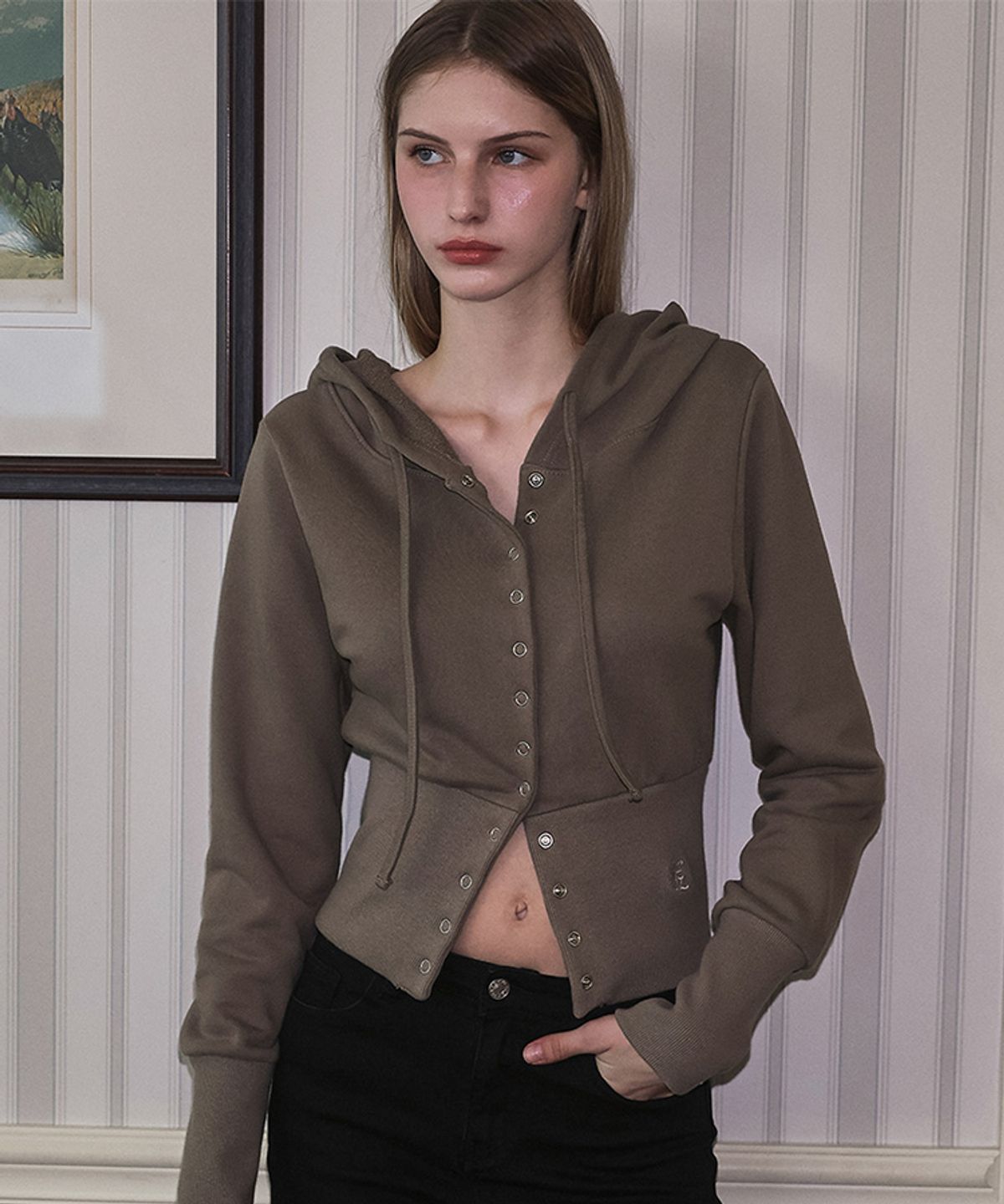 로제프란츠(ROSEFRANTZ) Eyelet Point Hood Zip-up [Khaki]