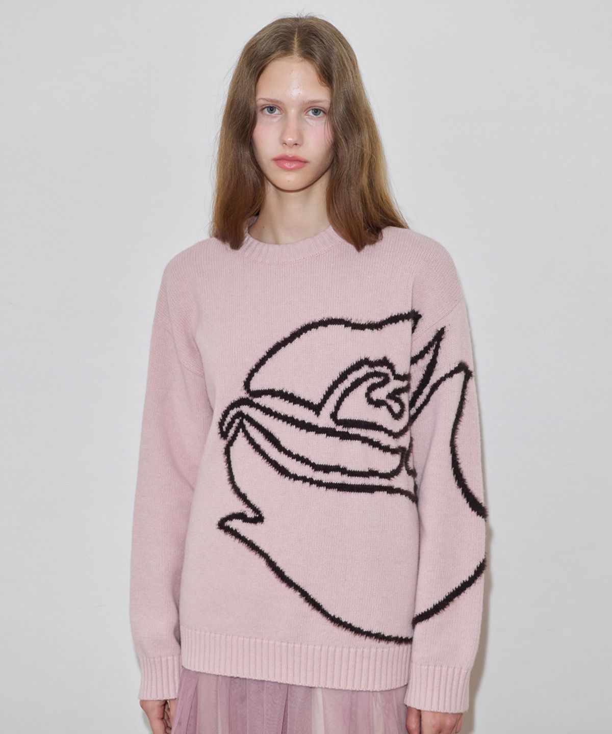시눈(SINOON) Rose Flower Pullover Knit (Dusty Pink)