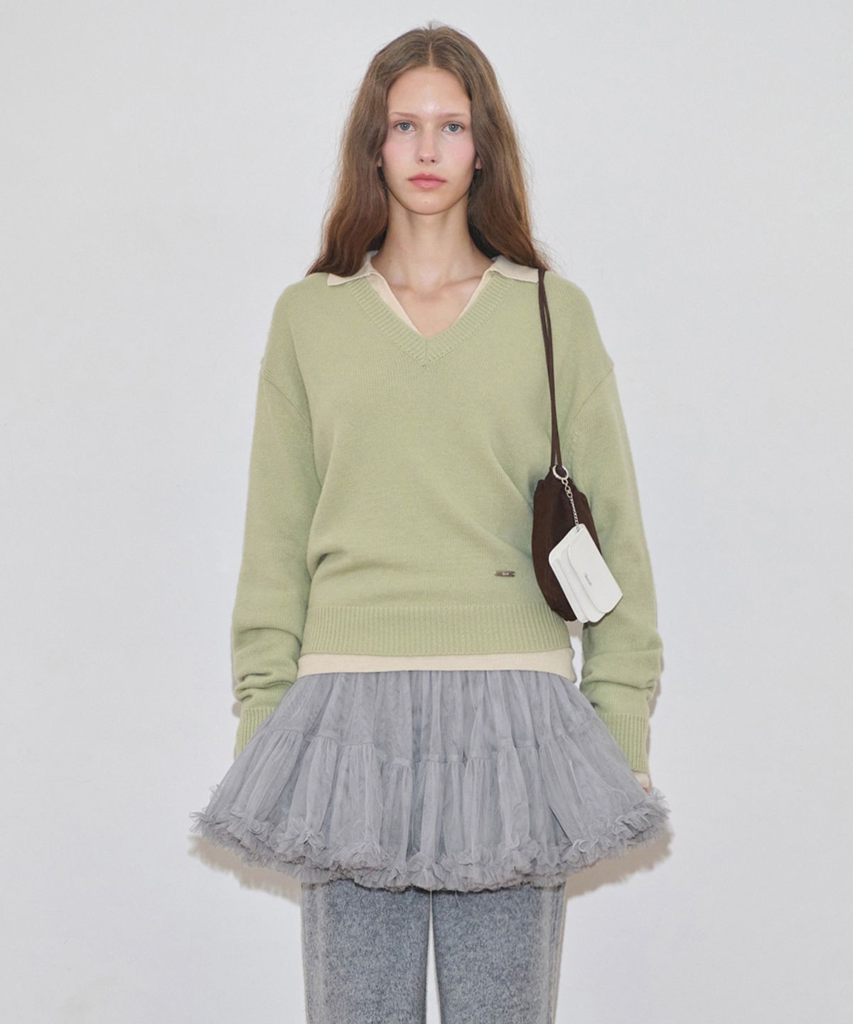 시눈(SINOON) V-Neck Basic Knit (Melon)