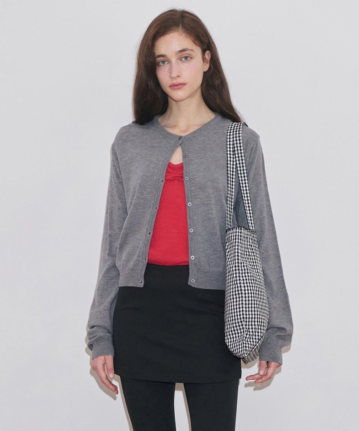 시눈(SINOON) Sinoon Logo Cardigan (Melange Grey)