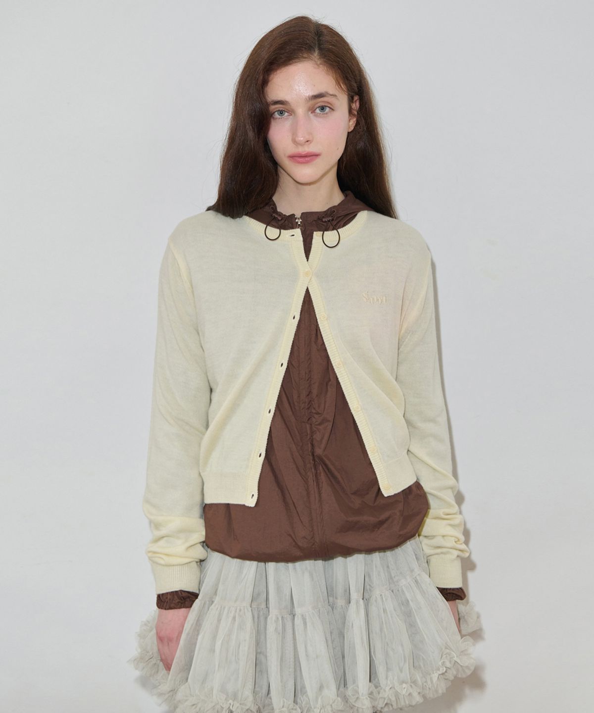 시눈(SINOON) Sinoon Logo Cardigan (Pale Yellow)
