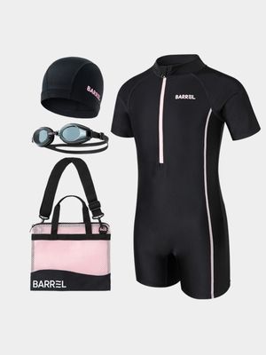 키즈 여아 반팔 3부 반신 수영키트 블랙 (B4FKSKT801BLK)