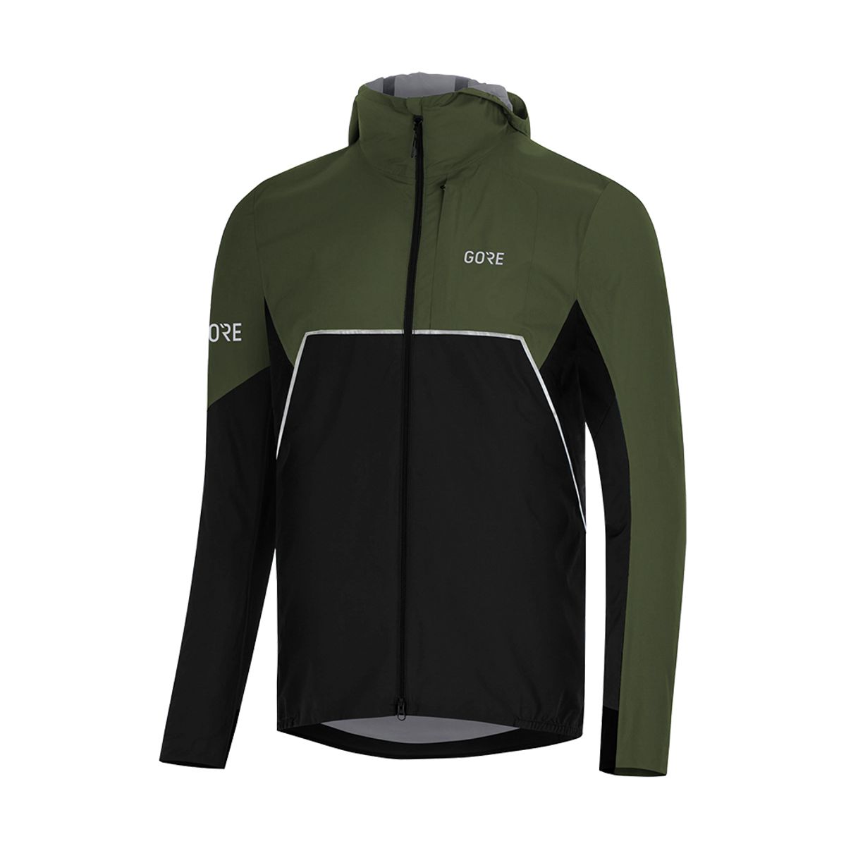 고어웨어(GOREWEAR) R7 파시알 윈드스토퍼 후드 자켓 - 블랙 유틸리티 그린 (남성용)