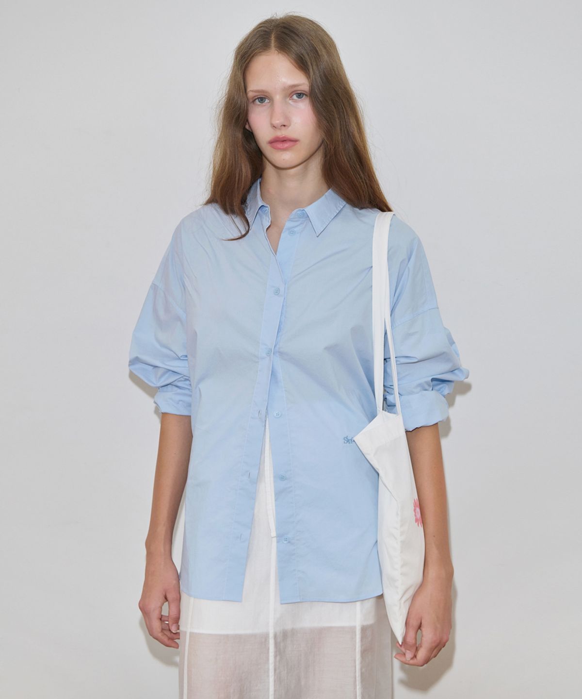 시눈(SINOON) Basic Over Fit Shirt (Blue)