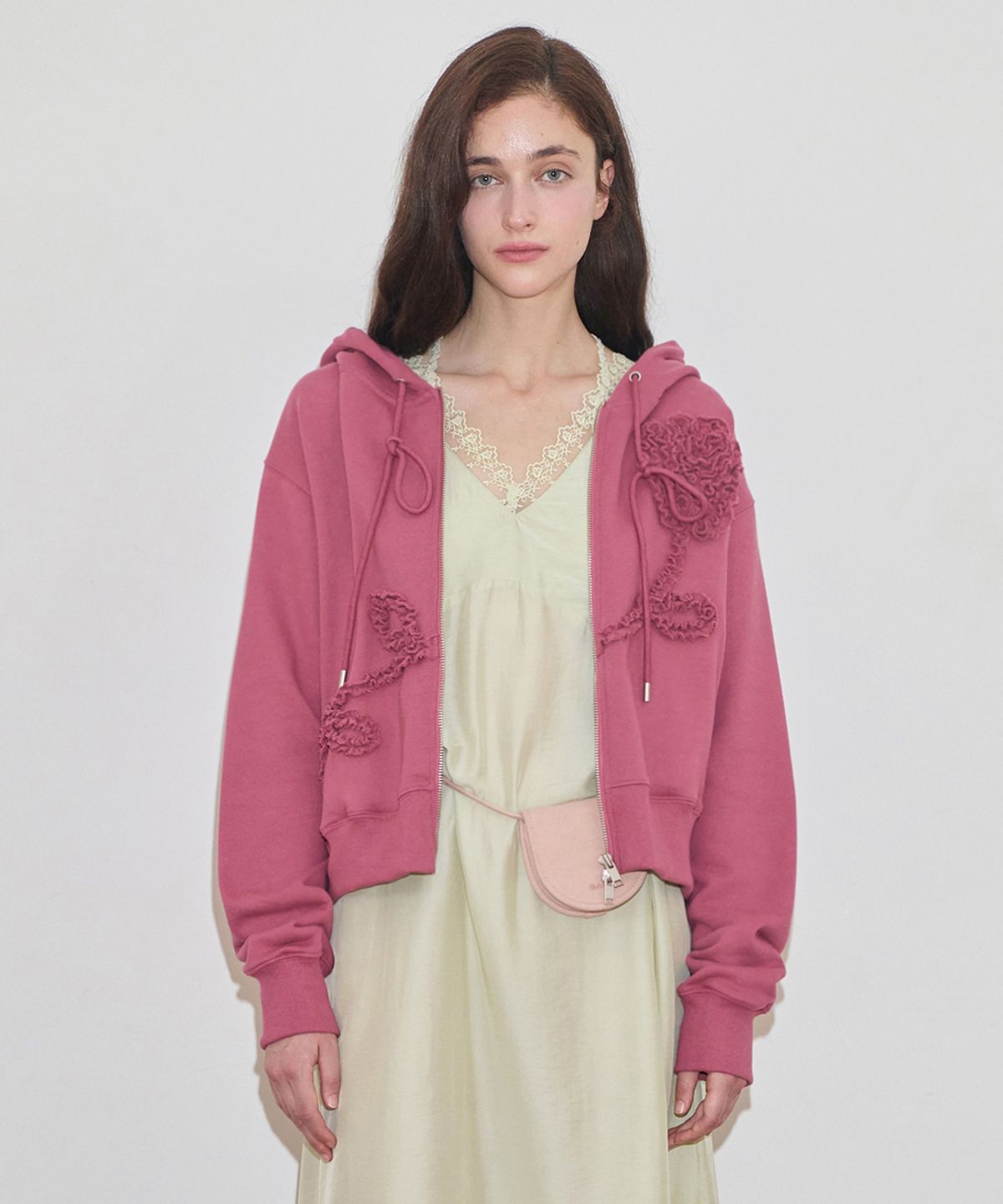 시눈(SINOON) Rose Frill Hoodie Zipup (Rose)