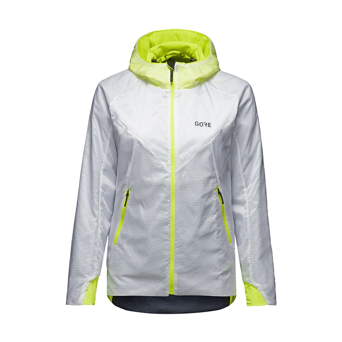 고어웨어(GOREWEAR) R5 윈드스토퍼 인슐레이티드 후드 자켓 우먼 - 화이트 네온 옐로우 (여성용)