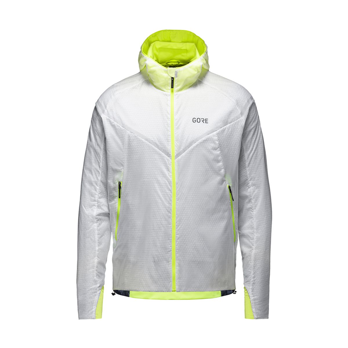 고어웨어(GOREWEAR) R5 윈드스토퍼 인슐레이티드 후드 자켓 - 화이트 네온 옐로우 (남성용)