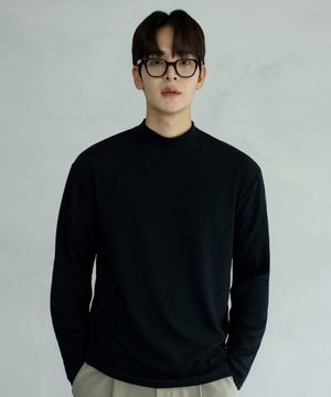 모크넥 니트 티셔츠[블랙]