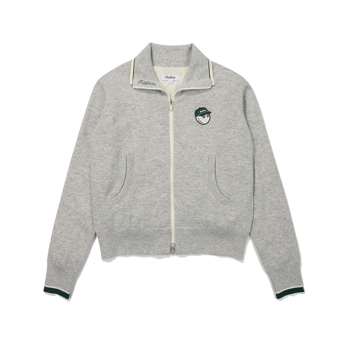 말본 골프(MALBON GOLF) 울 하이넥 집업 방풍 가디건 MELANGE GRAY (WOMAN)