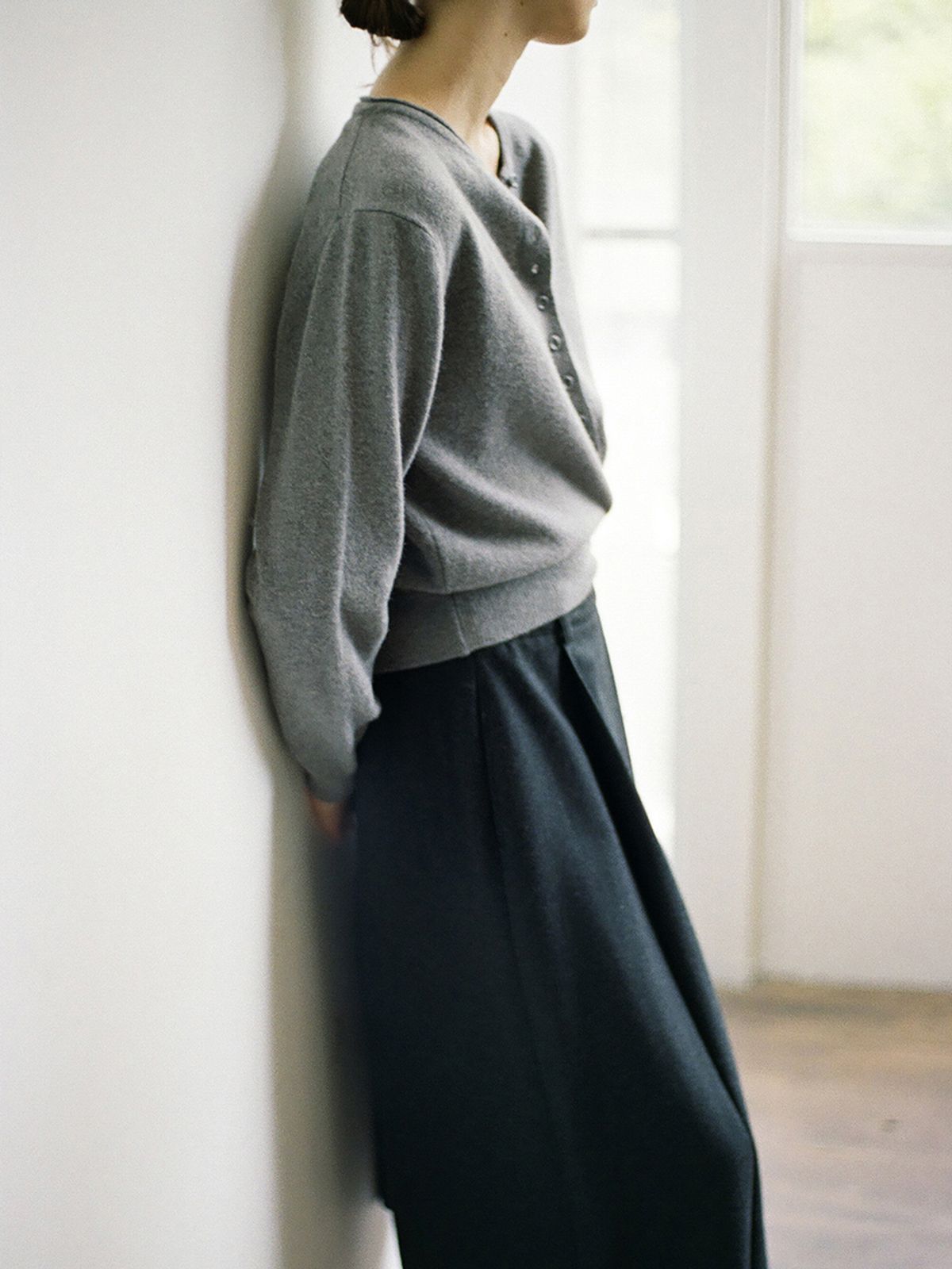 레이스(RRACE) Wool Pleats Skirt_Charcoal