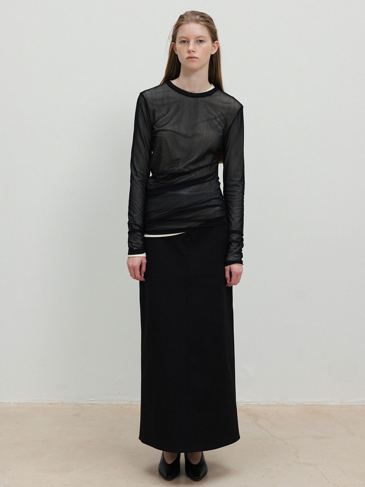 레이스(RRACE) Waistband Maxi Skirt_Black