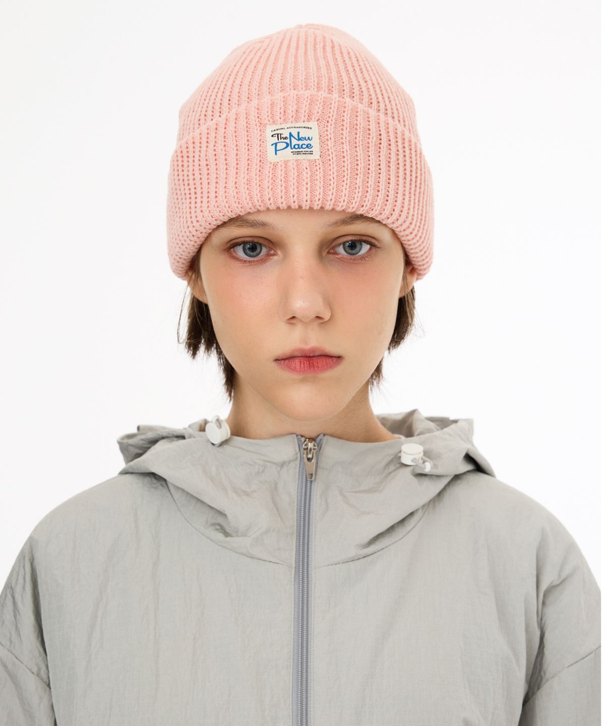 티엔피(TNP) T242AACUZZT59_TAG SIGN BEANIE - PINK