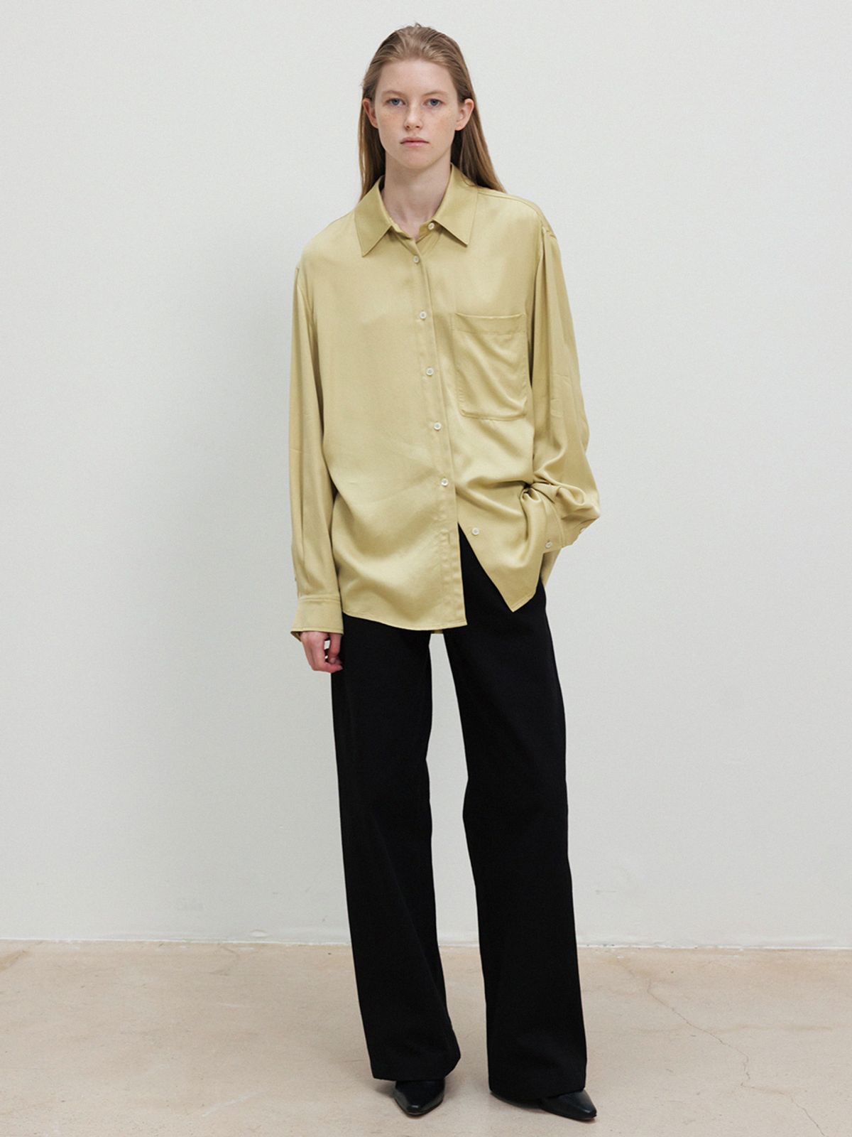 레이스(RRACE) Satin Blouse_Mustard
