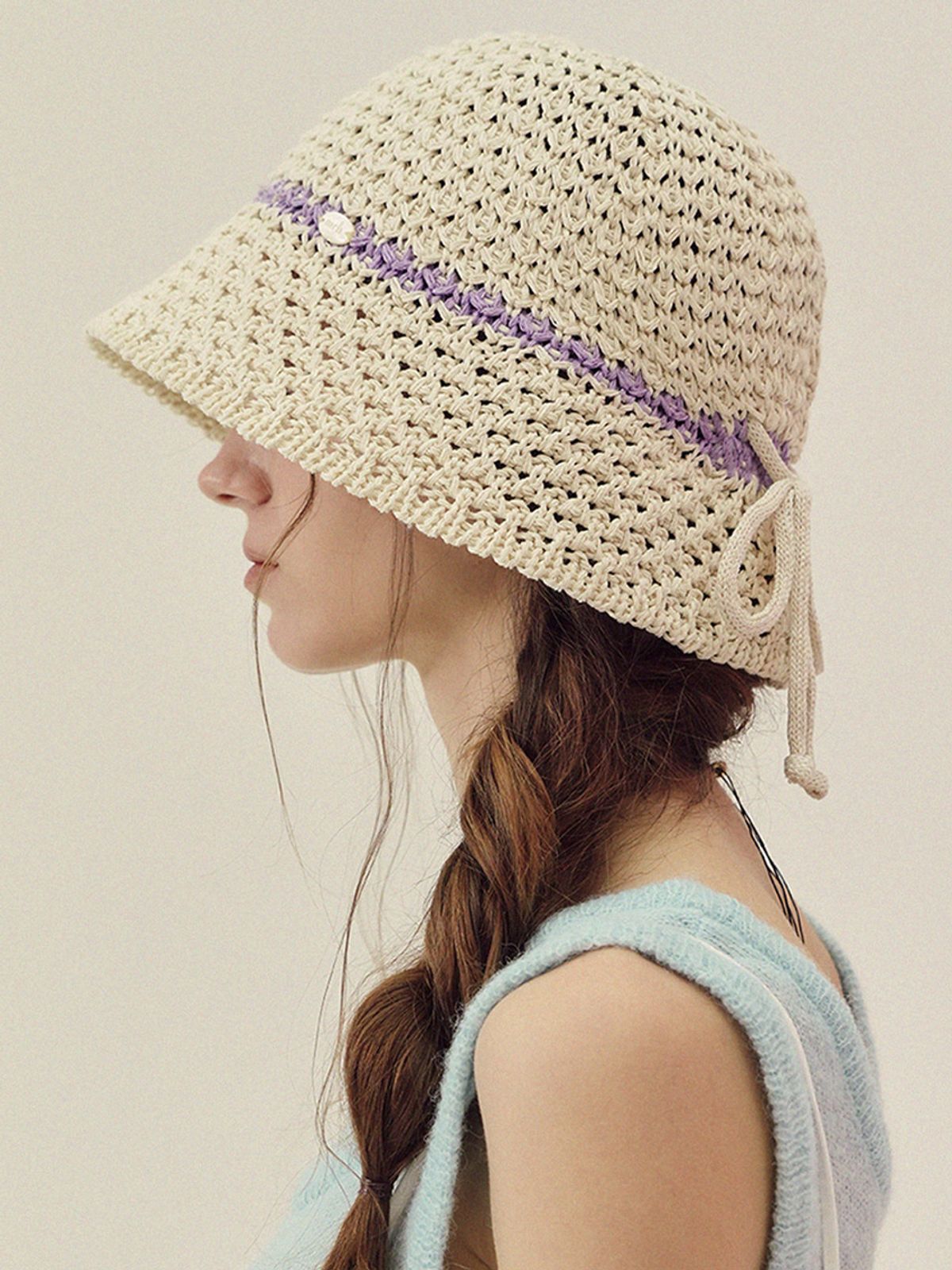 메르헨(MERCHEN) Edge color ribbon bucket hat_3color