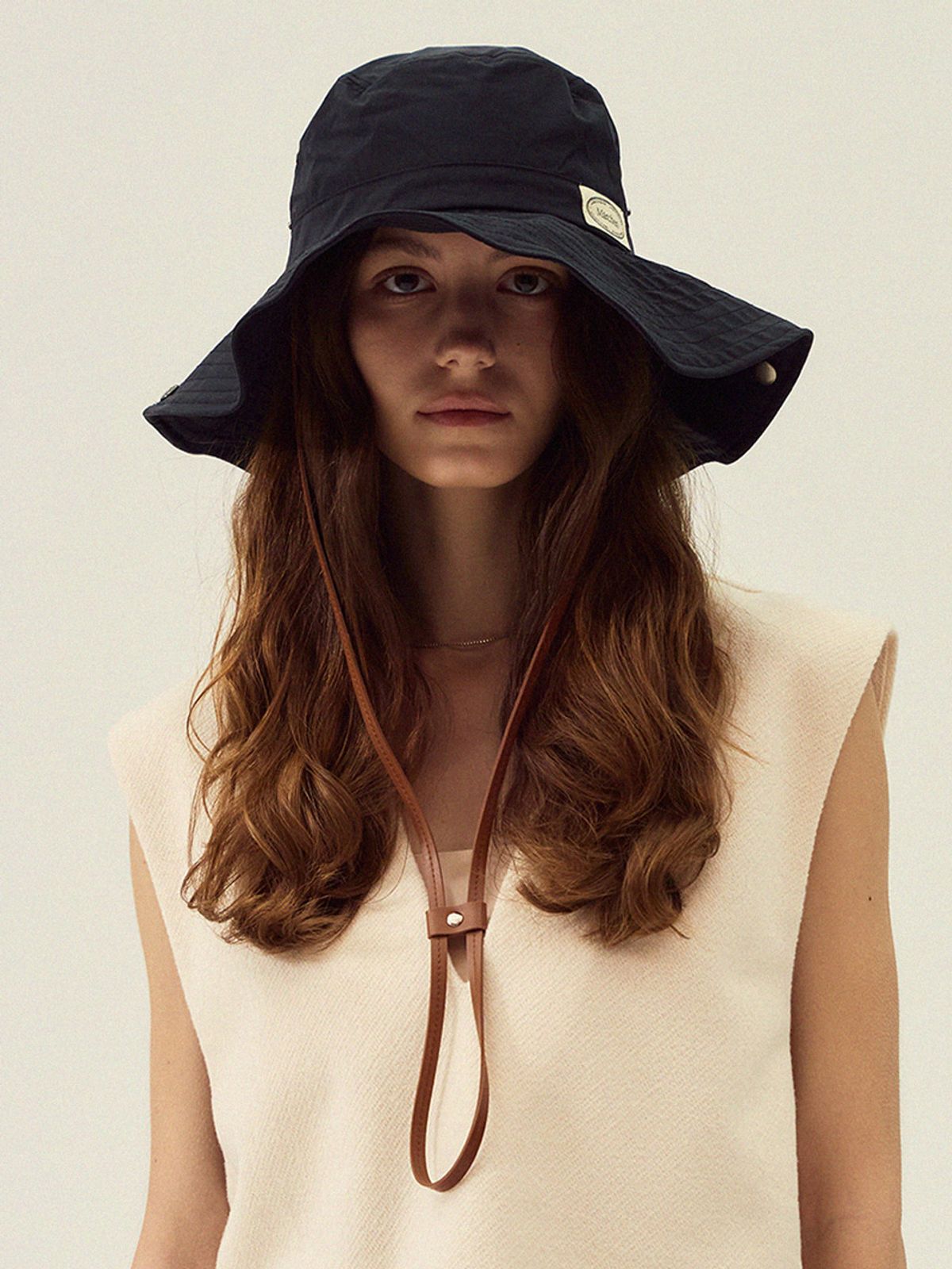 메르헨(MERCHEN) Leather strap safari bucket hat_5color