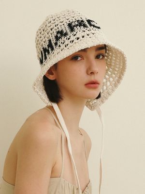Logo knitting strap bucket hat_5color