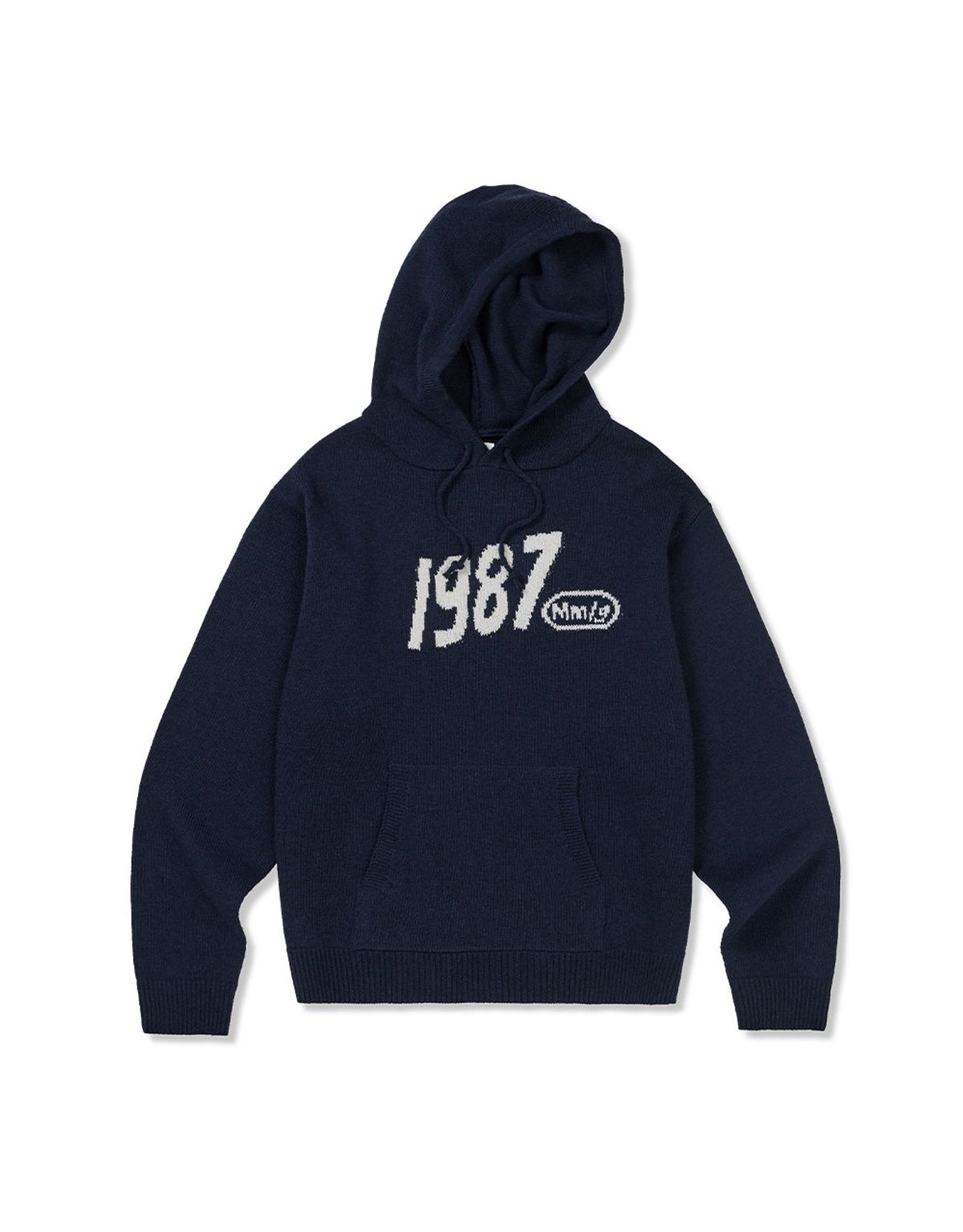 엠엠엘지(MMLG) [Mmlg] WAVY LOGO HOOD KNIT (NAVY)