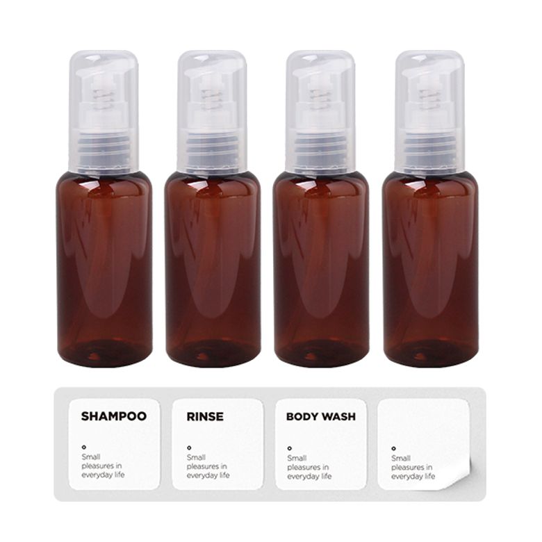 깔끔보관 펌핑용기 60ml 브라운 4P