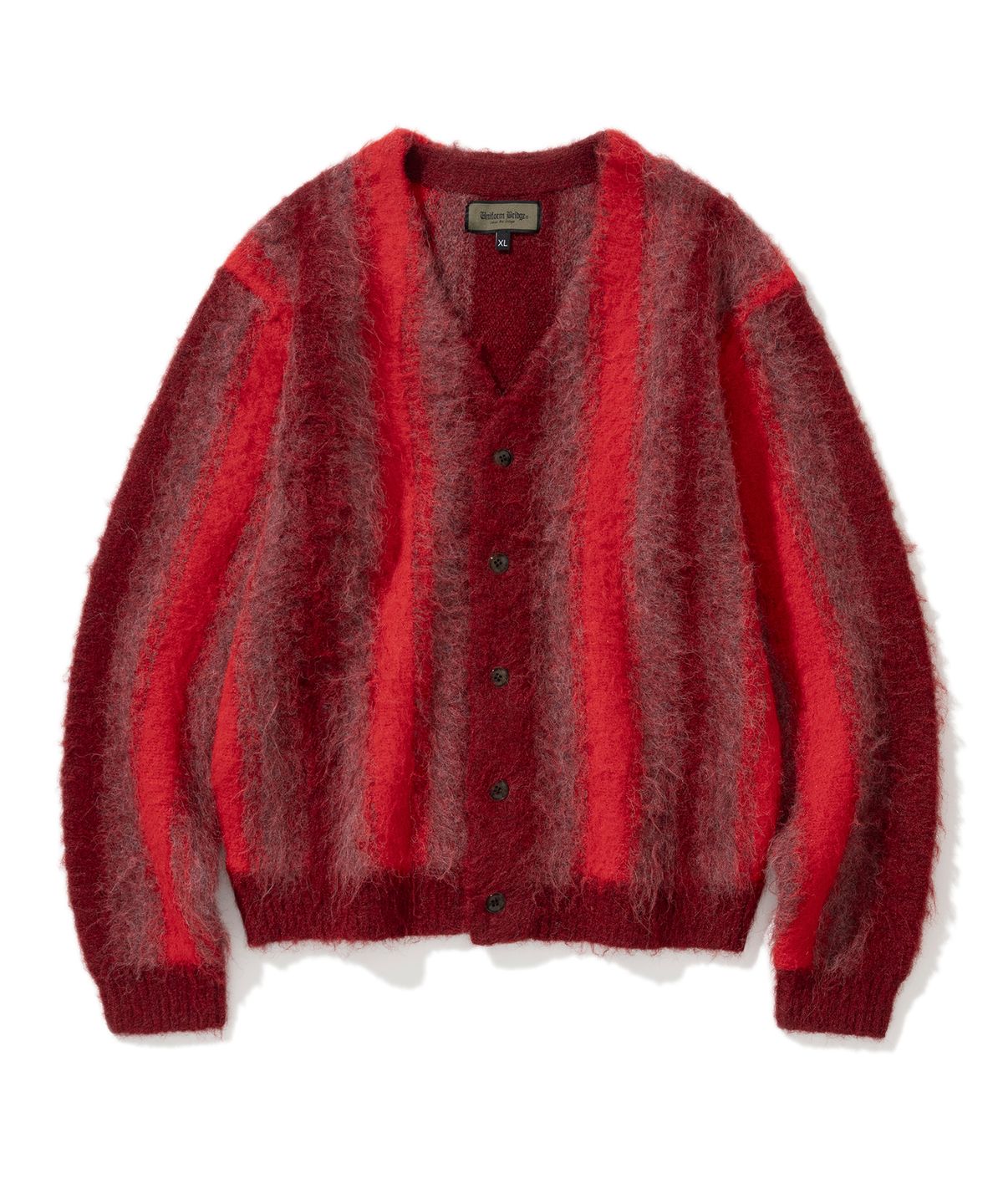 유니폼브릿지(UNIFORM BRIDGE) mohair stripe cardigan red