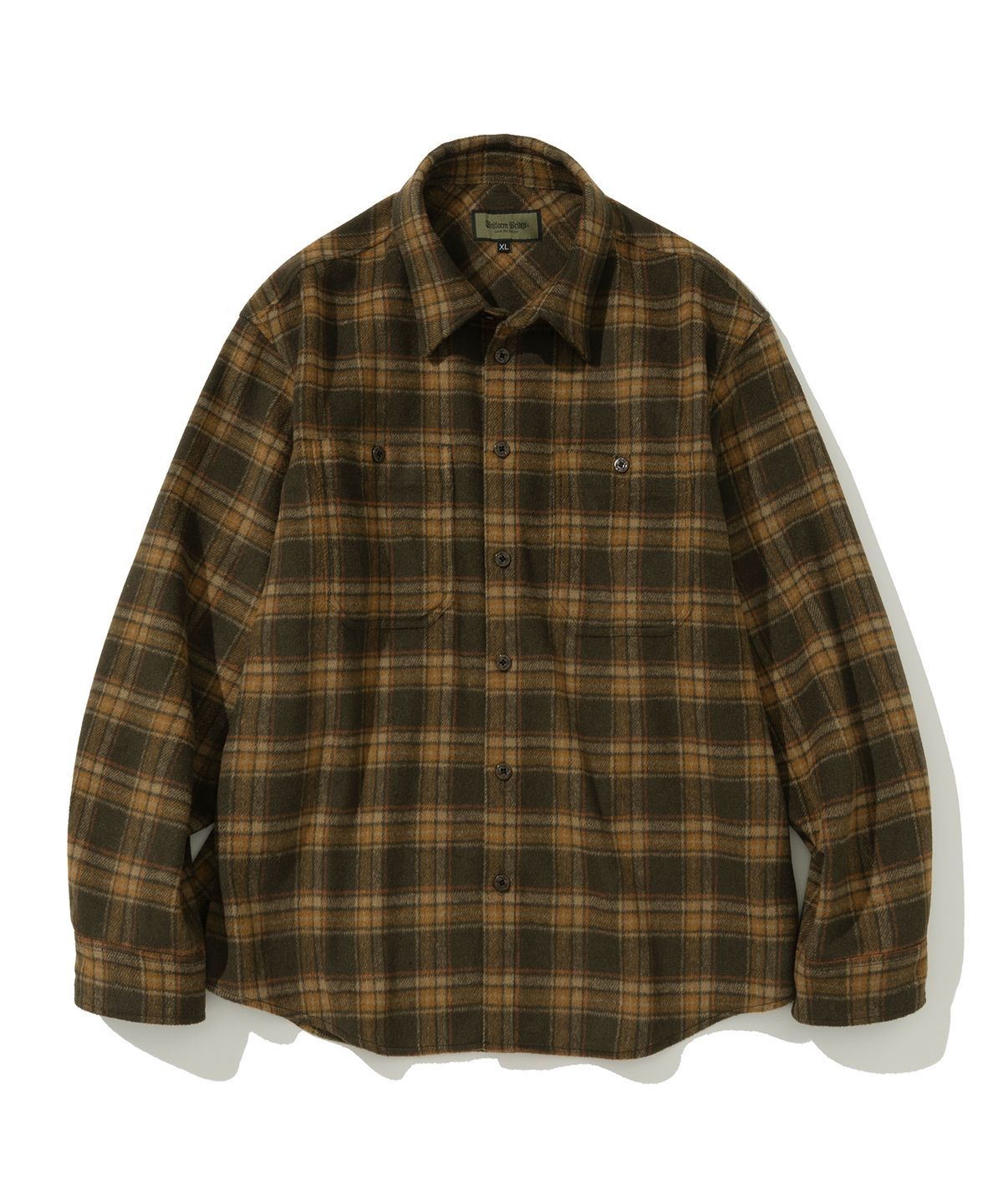 유니폼브릿지(UNIFORM BRIDGE) heavy wool check shirt brown