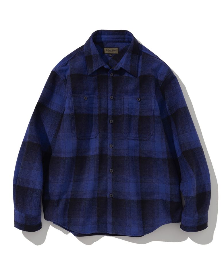 heavy wool check shirt blue
