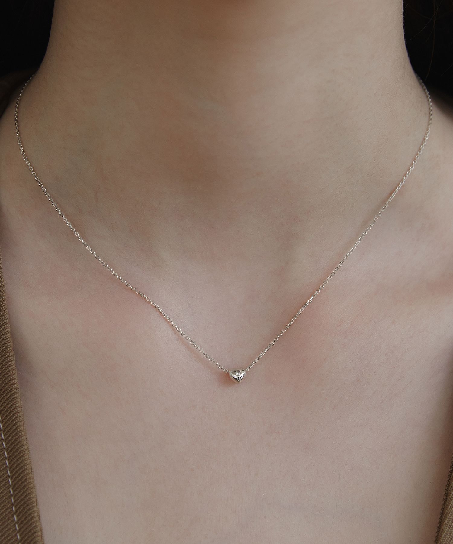 MUSINSA | TATIANA (Silver 925) Mini Heart Glitter Necklace