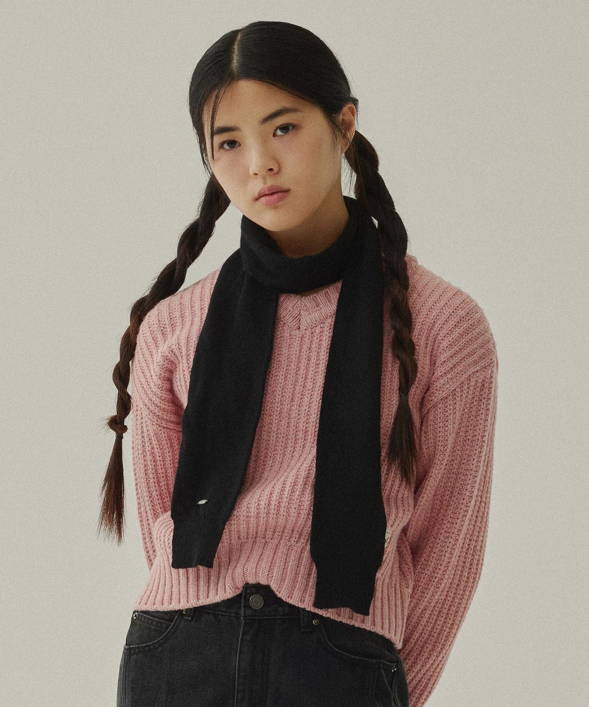 커버낫 우먼(COVERNAT WOMAN) 우먼 멀티얀 브이넥 니트 Light Pink