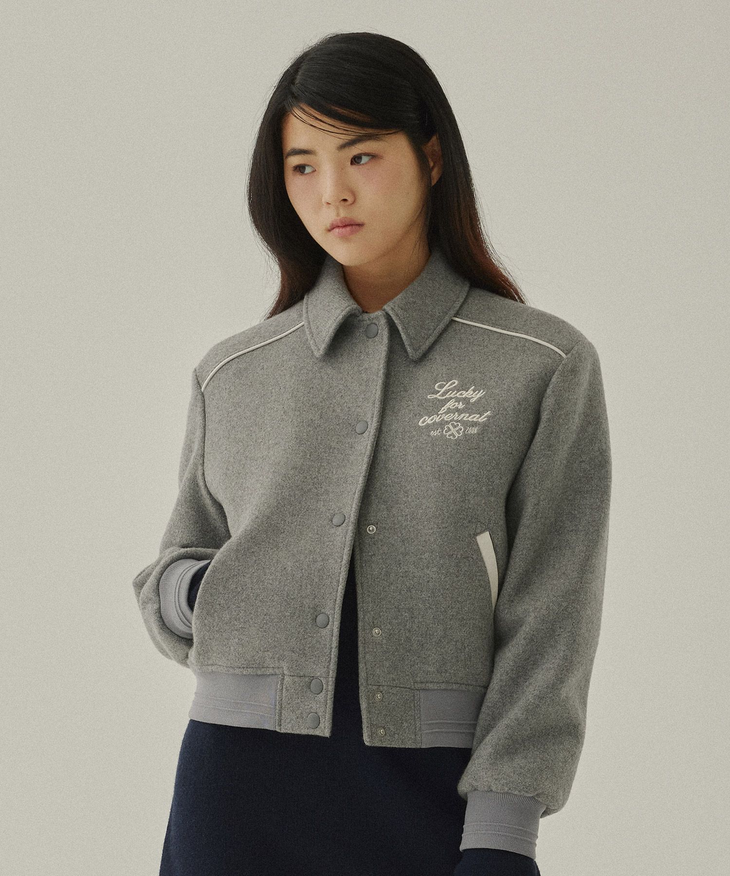 COVERNAT ♥Women's Wool Varsity Jacket/追跡付 MUSINSA公式 | COVERNAT WOMAN Women's Wool Varsity Jacket Gray