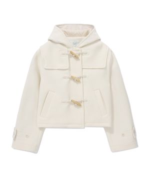 우먼 후드 숏 더플 코트 Ivory