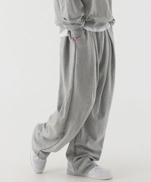 맞주름 딥 와이드 스웨트 팬츠 (멜란지)