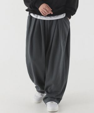 맞주름 딥 와이드 스웨트 팬츠 (차콜)