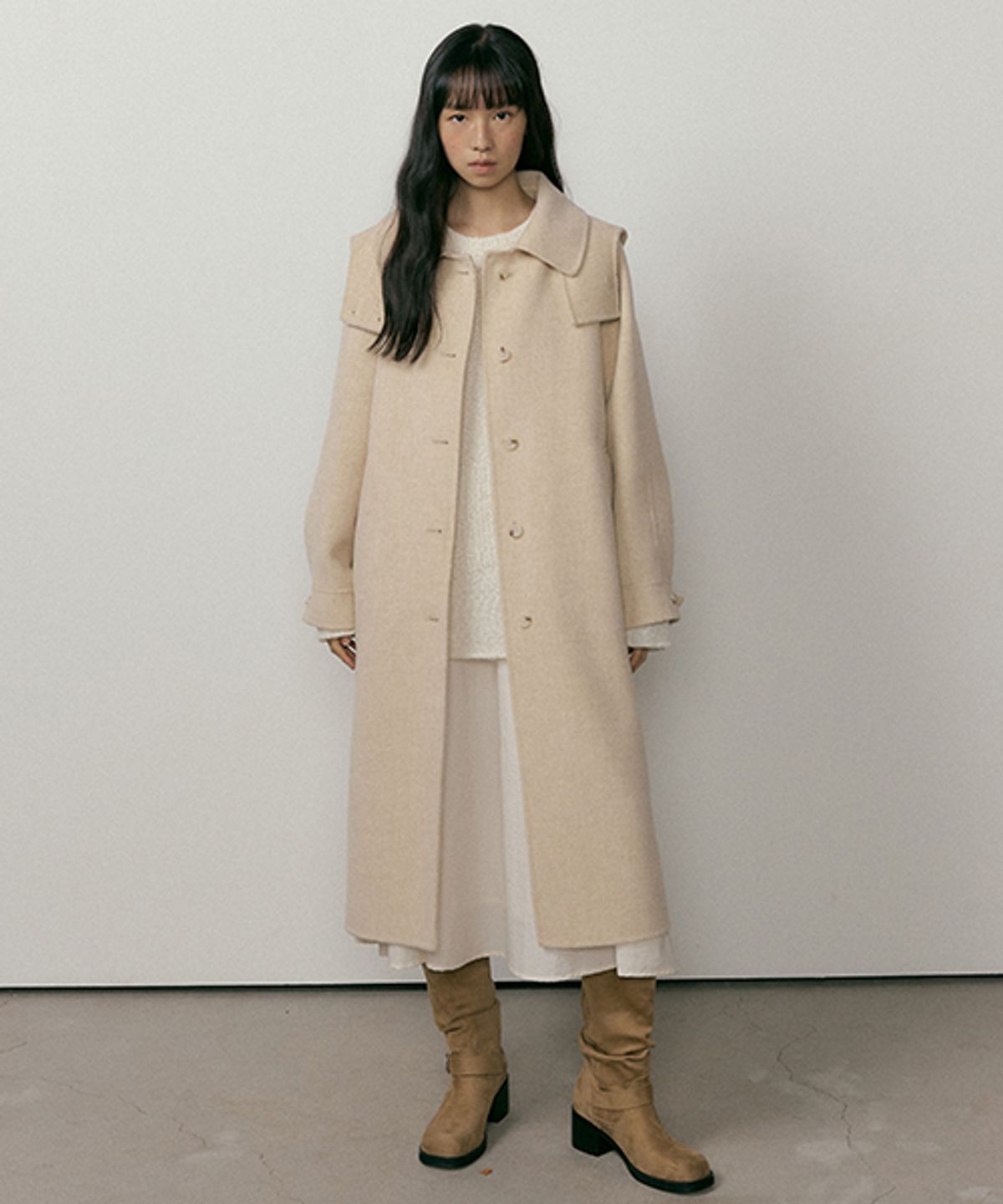 링서울(LINGSEOUL) handemade hooded long coat-beige