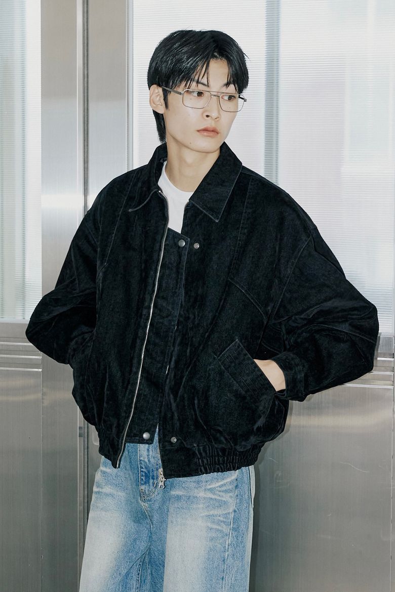 벨벳 슬릿 카라 블루종 (블랙)