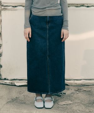 SLIT DENIM LONG SKIRT