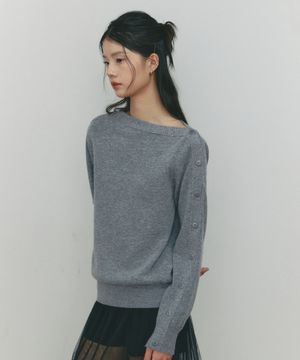 CASHMERE BUTTON KNIT(GR)