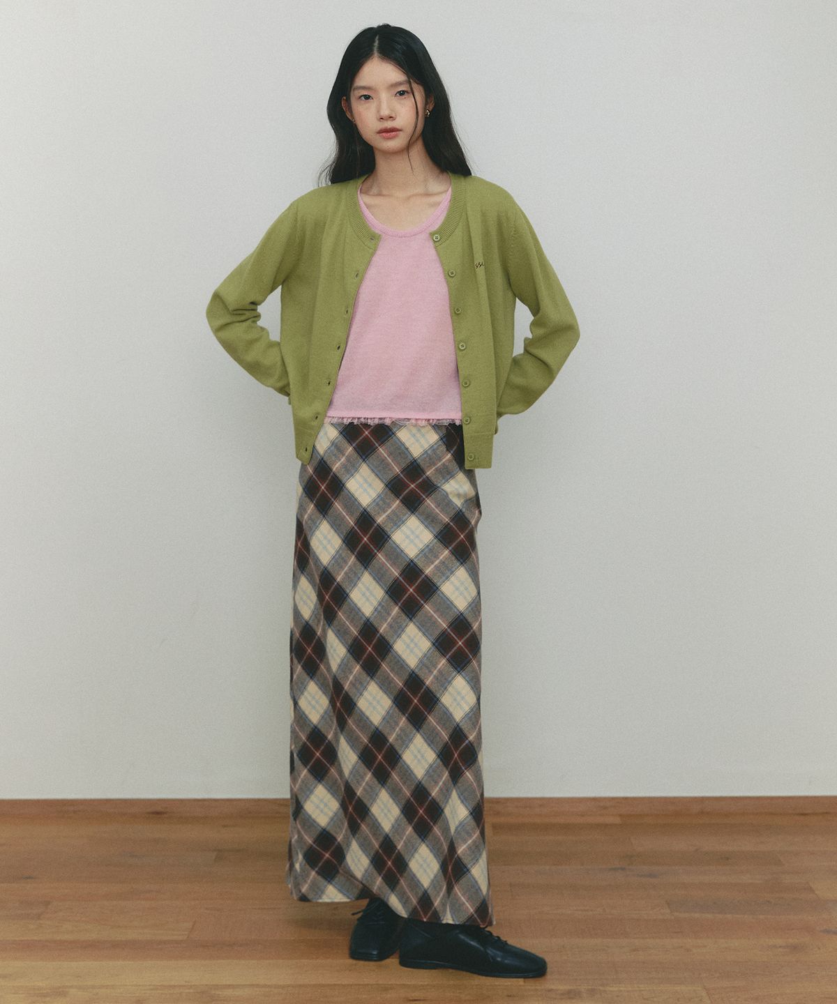 쎄미(SSEMI) CLASSIC CHECK LONG SKIRT