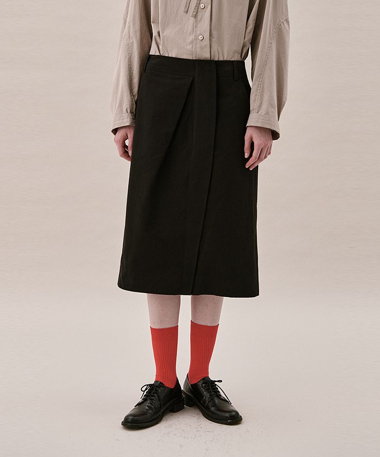 COTTON FLAP SKIRT_BLACK
