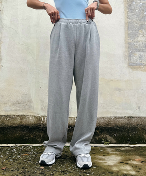 원턱 세미 와이드 트레이닝 팬츠[멜란지 그레이](Renew)