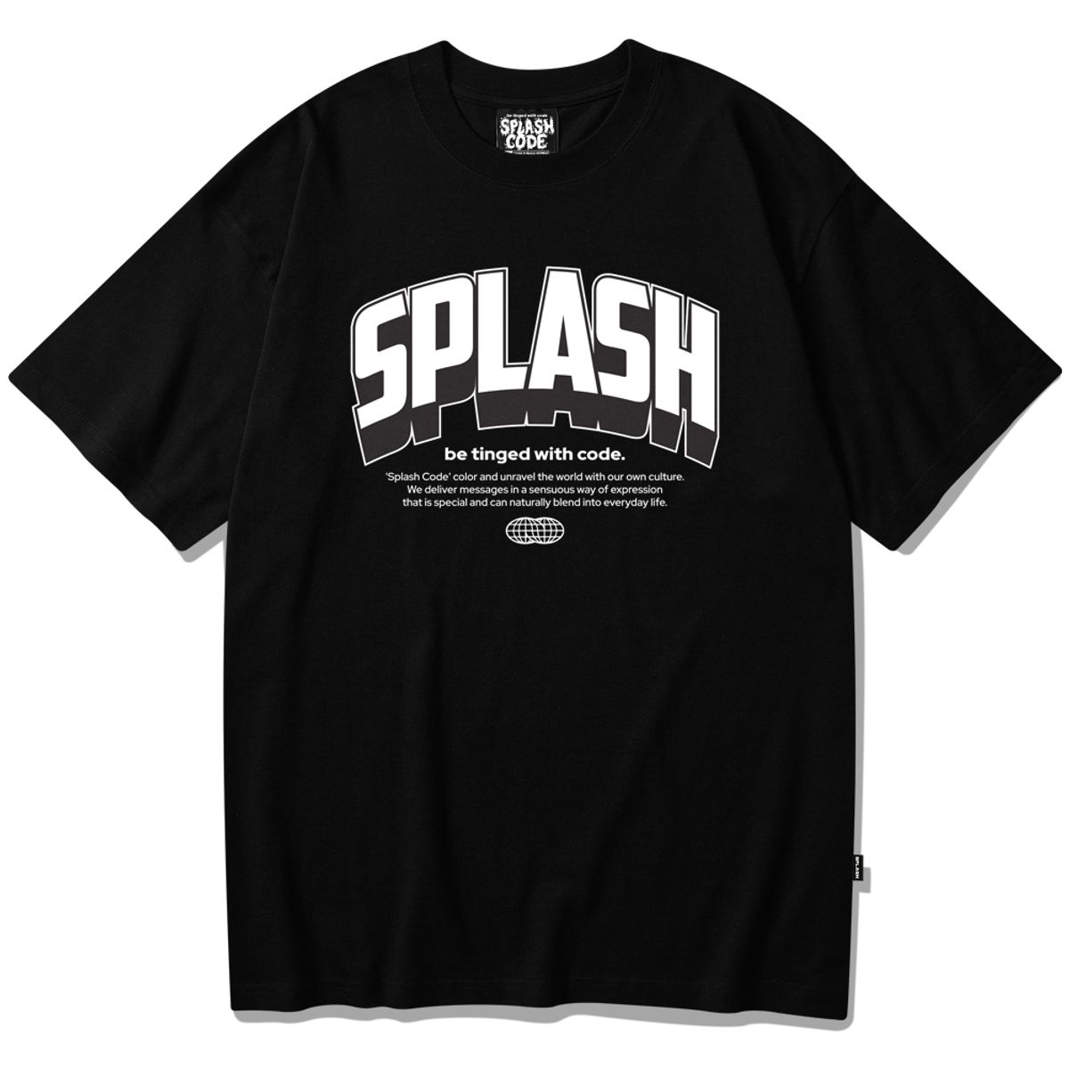 스플래시코드(SPLASHCODE) 반팔 티셔츠 블랙 - 월드 와이드(World Wide)