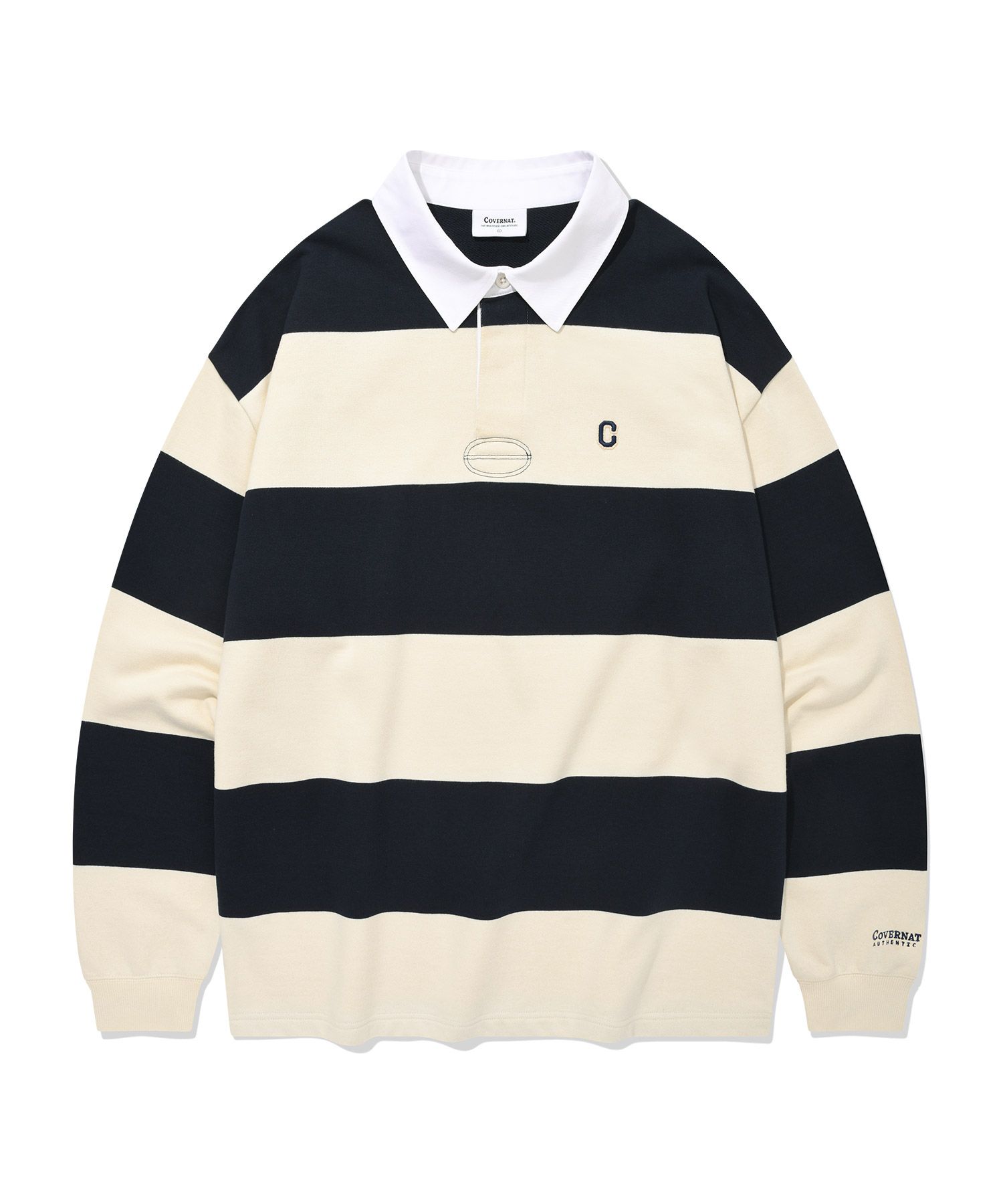 スウェット・トレーナー COVERNAT Small Curly Logo Rugby Man to Man Header Grey MUSINSA | COVERNAT Small C Logo Rugby Man to Man Navy