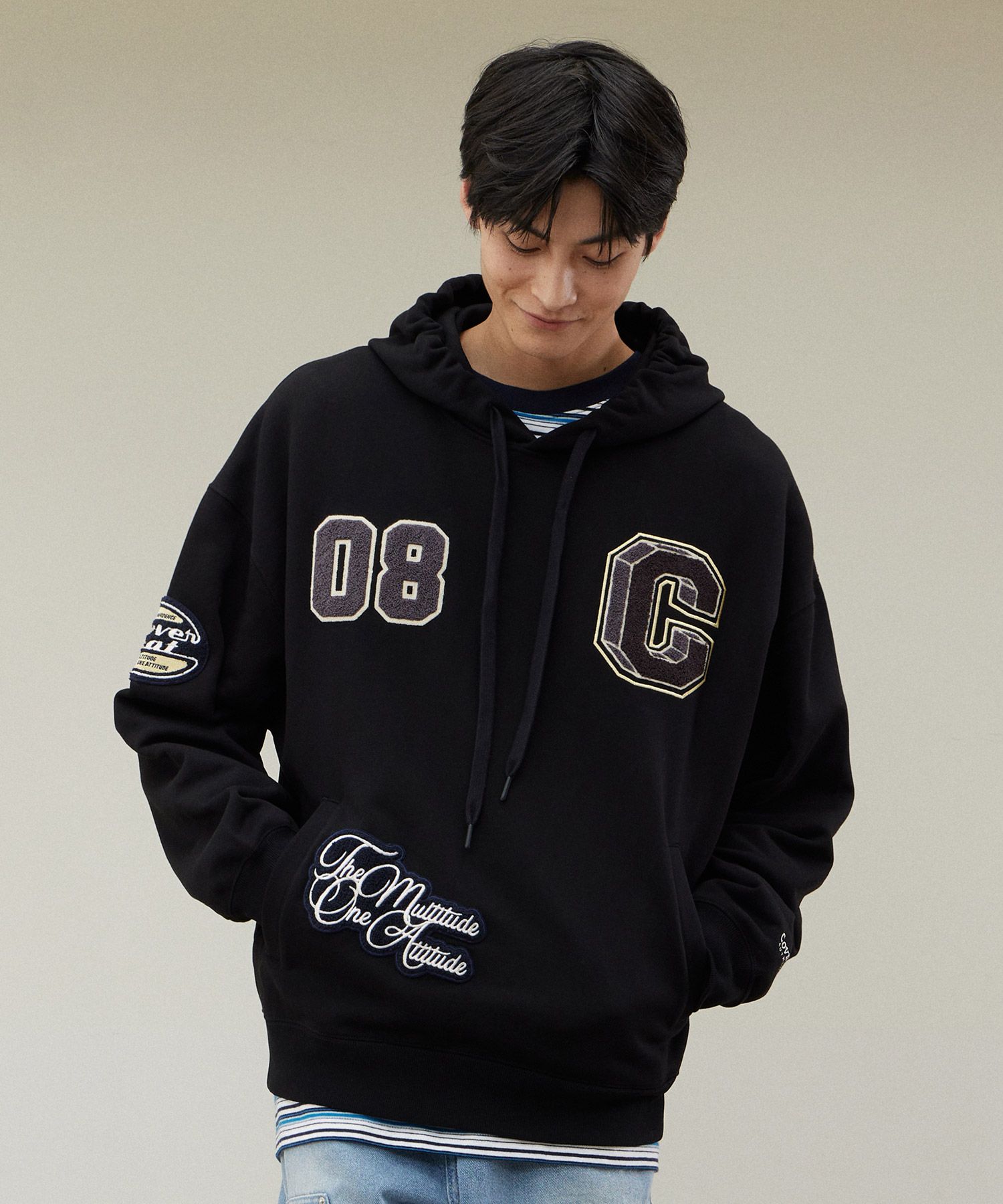 パーカー・フーディ COVERNAT College C Logo Drop Fit Hoodie Black MUSINSA | COVERNAT College C Logo Drop Fit Hoodie Black