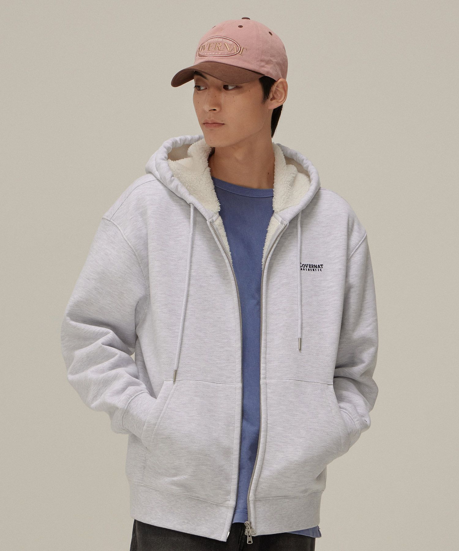 [COVERNAT]★BOA HOODIE ZIP UP JACKET MUSINSA | COVERNAT Small Authentic Boa Hoodie Zip-Up Heather