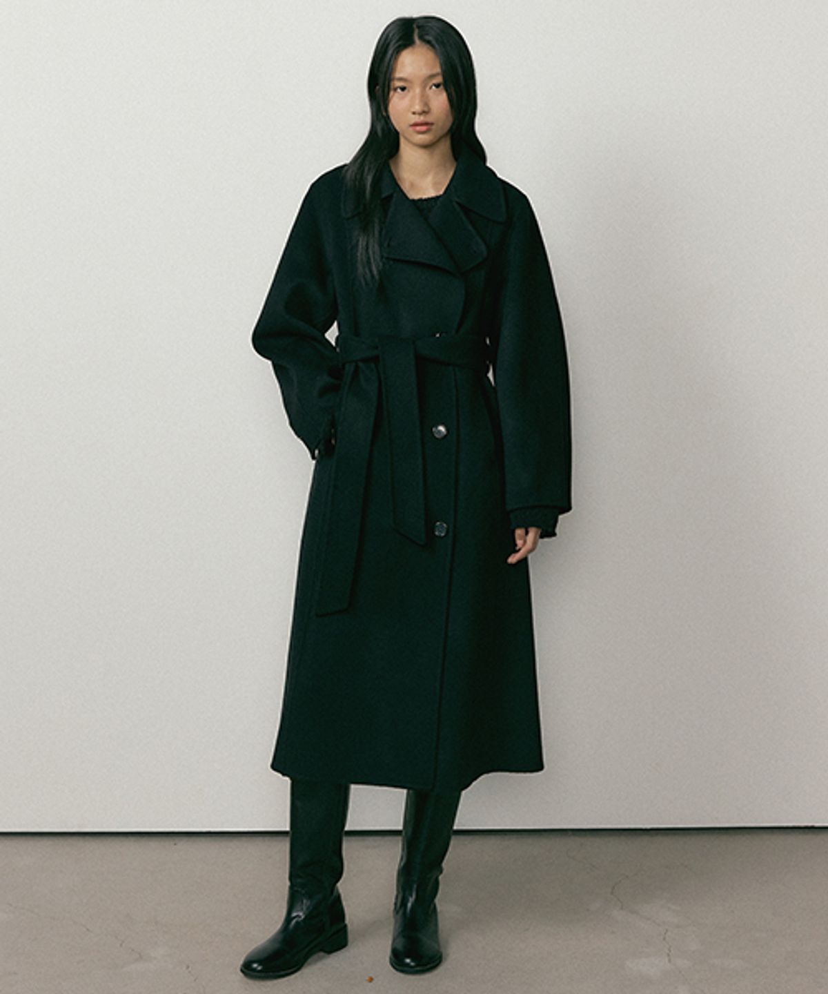 링서울(LINGSEOUL) handmade cashmere belted coat-black