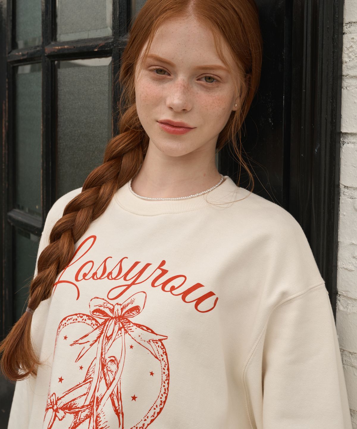 로시로우(LOSSYROW) Heart flats sweatshirt Cream