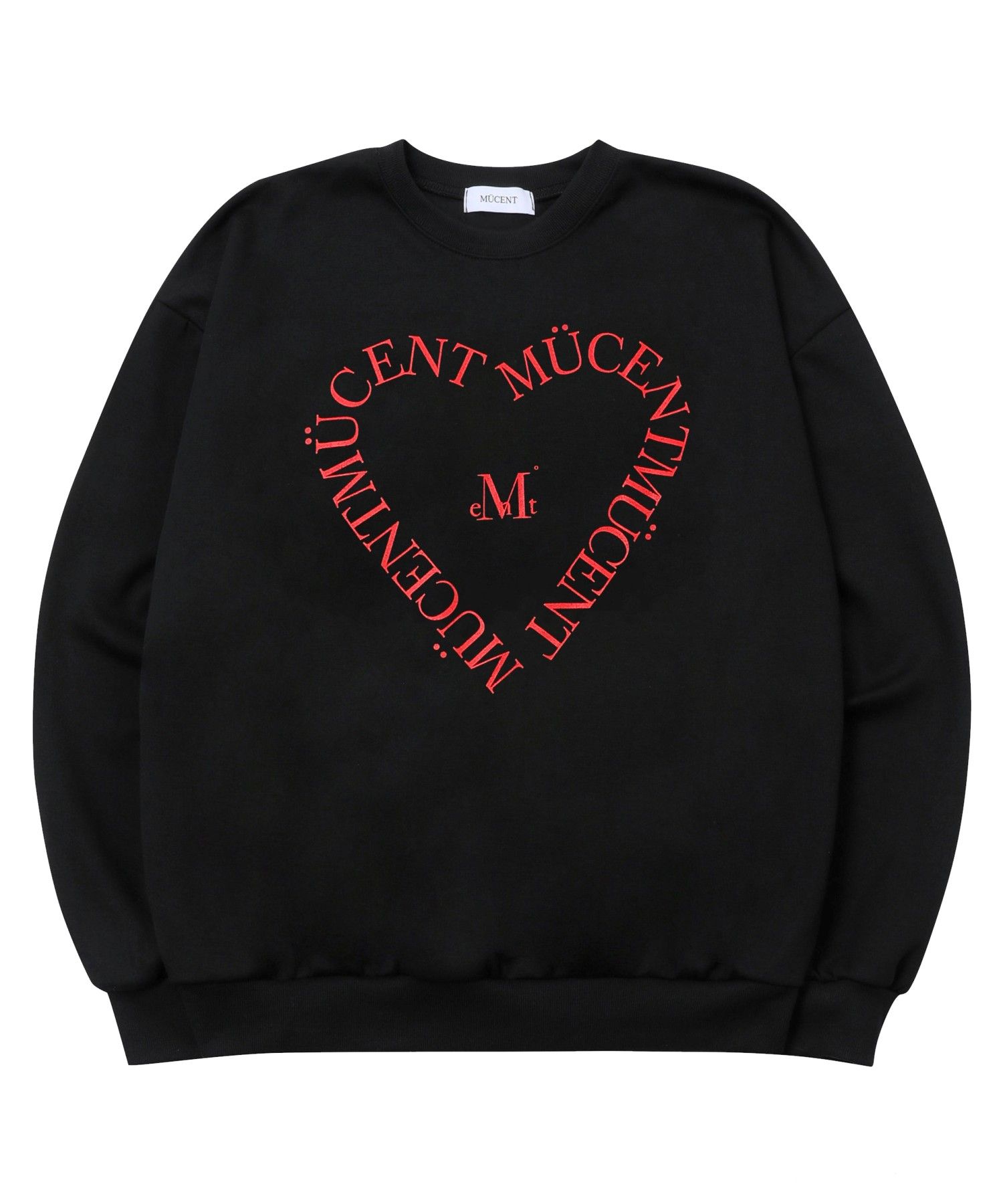 ★MUCENT★ Heart lettering Nagrang color matching man-to-man MUSINSA | MUCENT Heart lettering Nagrang color blocking man