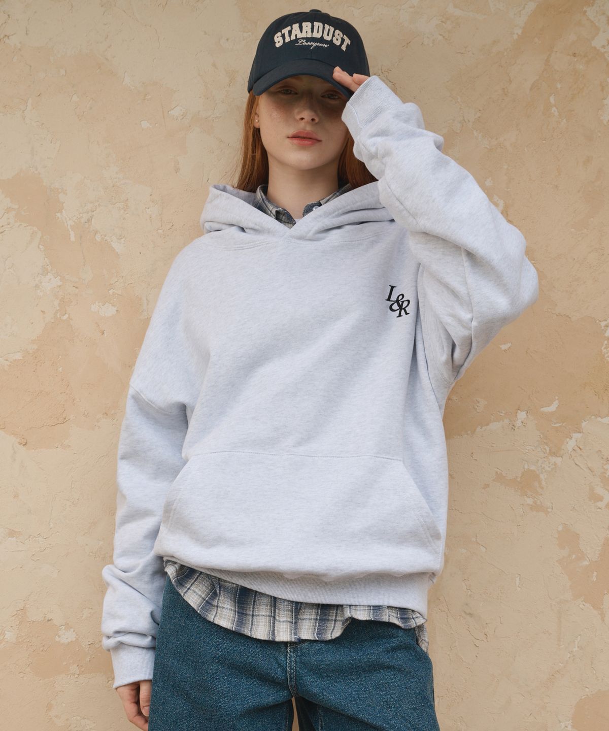 로시로우(LOSSYROW) L&R signature hood White Melange
